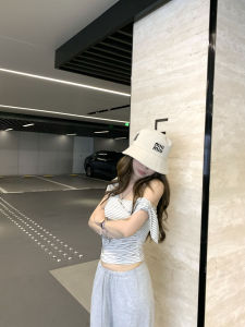 Summer Striped T-Shirt Womens Short Sleeve with Belt Asymmetrical Shoulder Design Commute Style RAYON 93.5% SPANDEX 6.5%