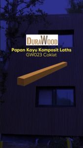 Durawood Papan Kayu Komposit Laths GW023 Teak 300x3.8x3.8 Cm Coklat