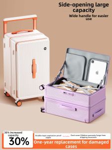 MINGJUEGONGZI | Wide Handle Large Capacity Side Opening Deep Storage Suitcase 30 Inch