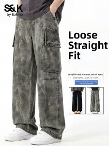 BALENO | Mens Summer Loose Straight Leg Cargo Pants Tye Dye