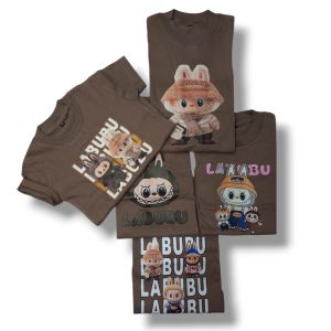 Kaos anak warna coklat Labubu