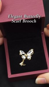 Sv Premium High Quality Crystal Pin Tudung Rama Rama Elegant Butterfly Scarf Brooch Kerongsang Tudung Cute With Gift Box