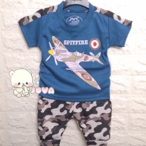 Baju Bayi Jova Pesawat Army & Setelan Anak Laki-laki Harga Grosir