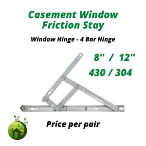 [1pair] MY2HOME Casement Window Friction Stay Hinge / Engsel Tingkap Aluminium Kaca / Stainless steel 4 bar hinge / Window hinge SUS 304 / 窗口撑窗口绞 DIY Home Improvement