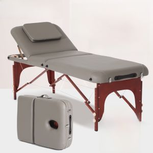 Portable Folding Massage Bed Real Wood Beauty Therapy Bed Home Use Tattoo Embroidery Salon Spas Back Neck Shoulder Kneading Rubbing Tapping Slapping