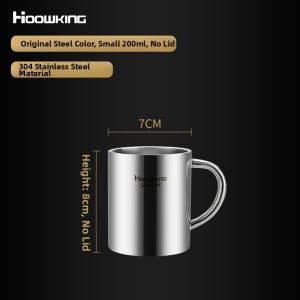 Double Layer 304 Stainless Steel Mugs Mens Cup Kindergarten Water Drinking Cup Home Use Covered Coffee Milk Cup Pure Color