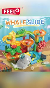 FEELO ของเล่นตัวต่อรางลูกแก้ว Slide Series รุ่น Whale Slide จำนวน 97 ชิ้น ขนาดเดียวกับดูโปร