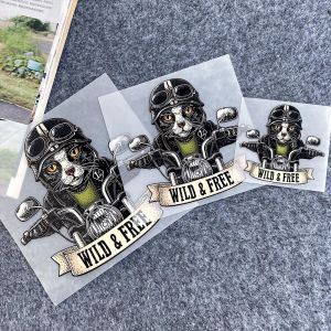 Cat Biking Stickers Cartoon Animal Car Stickers Harley Motorbike Scratches Masking Car Stickers Creative Decoration Front Windscreen Decals