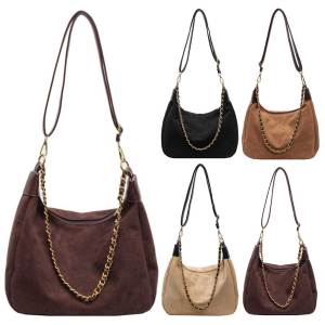 Women Suede Shoulder Bag Adjustable Strap Crossbody Bag with Inner Pocket Hobo Bag Trendy Handbag Work Travel Bag