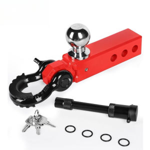 Heavy Duty Off Road Recovery Hitch with Tow Ball and D Ring Shackle Adjustable Trailer Hitch Receiver Mount for Jeep SUV Truck