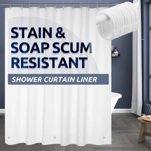 1pc Lightweight Shower Curtain Liner with Bottom Magnets Waterproof Plastic PEVA Bath Curtain for Bathroom Decor & Accessories