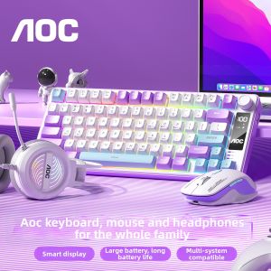 AOC | Tri-mode Silent Bluetooth Keyboard and Mouse Set with Battery Display