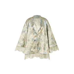 Elegant National Style Lace Trim Embroidered Jacket Satin Strap Dress Set for Women in Their 30s Spring Season Long Sleeve Button up