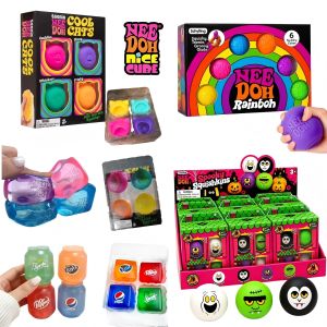 Schylling NeeDoh Mini Set Nice Cube &Mini Cat & Sports Ball Slow Rebound Squishy Sensory Toy Stress Relief Party Blind Box Gift