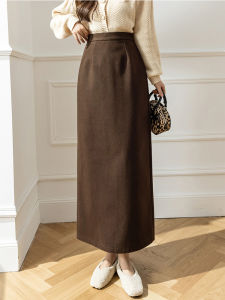 Váy Len Cao Eo Retro Dành Cho Nữ Kiểu Dáng Ôm Sát Xẻ Tà Màu Trơn Đen Nâu Dài Đến Giữa Bắp Chân Mùa Đông Kiểu Dáng Vintage.