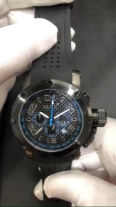 Max Grand Prix GP Racer Chronograph Black Dial/Blue Highlights Silicone Strap Mens Watch 42mm 5-MAX536