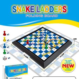 Portable Folding Board Game Set - Snakes and Ladders Ludo Chess Checkers & Cards Family Party Travel Entertainment