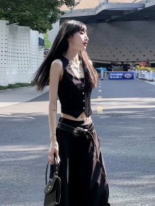 Black Sleeveless Vest Top High Waist Skirt Two Piece Set Summer Womens Fashion Trendy Girl Style Clothing Short Length Slim Fit