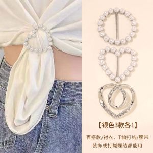 High-End Dual-Use Scarf Buckle Corner T-shirt Knotted Retaining Ring Handy Gadget Waist-Defined Hem Clothes All-Match Womens Shirt Accessories