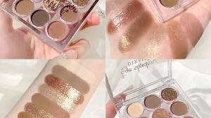 DIKALU EYESHADOW 9 WARNA KEMASAN AKRILIK BULAT MILK TEA KODE DKL - 919 - eye shadow