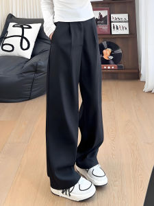High Waist Straight Leg Flared Slacks Slimming Draping Pants