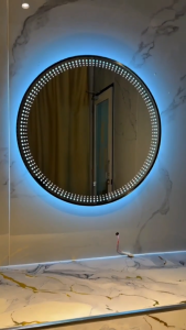 GLOREX(DIA.80cm) 3 Colour LED (Hand Motion) Dot Dot LED Smart Mirror Bathroom Mirror Cermin Bulat Cermin LED Vanity