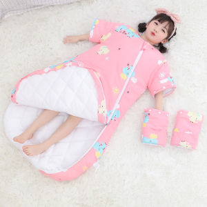 Thickened Childrens Sleeping Bag Autumn Winter Style Anti-Kick Warm Cotton Fabric Removable Sleeve Zipper Design for Kids