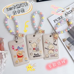 Adorable Winnie the Pooh Card Holder Creative Cartoon School ID Card Drop-off Card Work Badge PU Material Storage Display