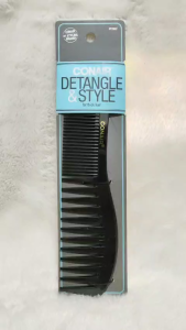 Conair Detangle & Style Wide Tooth Comb for Thick Hair Detangling Styling Lift Comb Black