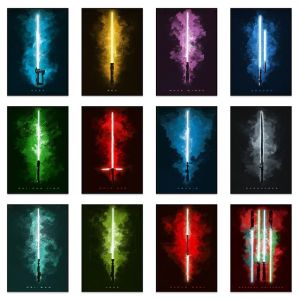 Star Wars Movie Poster Home Decoration Lightsaber Canvas Art Print Picture Wall Art Paintings for Gaming Room Decor Cuadros