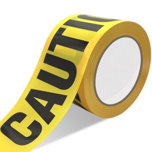 Heavy-duty 3" x 328 ft reusable caution tape for construction hazard marking crime scenes events and Halloween decor.