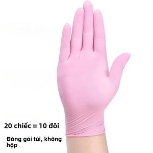 Găng Tay Nitrile Màu Hồng Dùng Một Lần Cao Su Không Bột 20/50/100 CÁI Để Vệ Sinh Gia Đình Thẩm Mỹ Viện Công Việc Nhà Bếp Độ Bền Kéo Cao