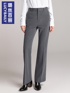 Gray Micro Flared Suit Pants Womens Spring Autumn High Waist Drapey Business Professional Interview Formal Trousers