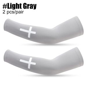 1Pair UV Cooling Compression Arm Sleeves with Christian Cross Design Breathable Sports Arm Covers for Youth Football Baseball