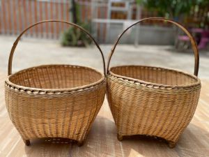 ตะกร้า ไม่ไผ่ ขนาดใหญ่ ปากกว้าง 16นิ้ว
