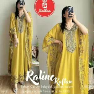 Kaftan Ceruty Babydoll Aplikasi Sulam Payet Corneli Jumbo Wanita Kaftan Raline Terbaru - XELLEA