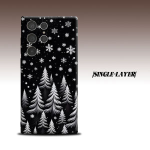 Snow Pine Black Ditsy For Samsung Galaxy S26 S25 S24 A56 A36 Dual Layer Luxury Fashion Full Lens Protective Case