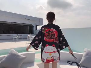 Áo Khoác Kimono Tay Ba Phần Tư Phong Cách Retro Nhật Bản Dành Cho Nữ Áo Khoác Cardigan Rộng Rãi In Họa Tiết Yukata Áo Khoác Đi Biển Chống Nắng Quần Áo Mùa Hè