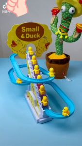 พร้อมส่ง ของเล่นเด็ก เป็ดไฟฟ้า Track สไลด์ของเล่นเด็กชายหญิงปีนบันไดไฟฟ้าของเล่นไฟ LED เด็กเพลงสไลด์ของเล่น เป็ด9ตัว