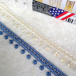 Tianhe Modern Simple Lace Curtain Bead Hanging Pearl Pillow Home Fabric Curtain Accessories Floral Trim Small Beads Tassel