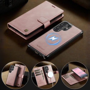 Detachable 2-in-1 Leather Wallet Phone Case Book For Magsafe Samsung Galaxy S26 Ultra S25 Plus S24 FE Magnetic Card Slot Cover