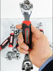 Cờ lê đa năng hai đầu với tay cầm cao su màu đỏ và đen Cờ lê 8 đầu xoay 360 độ 48 trong 1 thiết kế thông minh