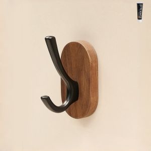 Self-adhesive New Simple Solid Wood Hook Walnut Hanging Hanger Bathroom Wall Hook Bedroom Coat Storage Rack Home Towel Key Decor