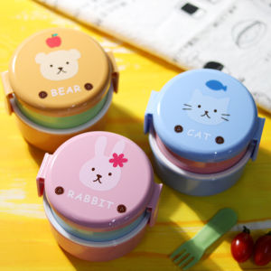 Round Double-layer Childrens Food Storage Box