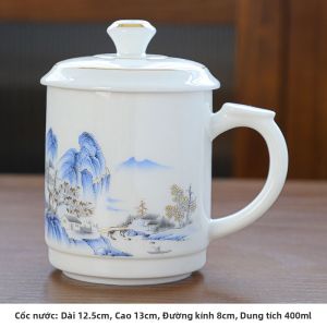 JIANGXIAN | Tách Sứ Có Nắp Cao Cấp Cho Họp