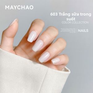 MAYCHAO | Sơn Móng Tay Lấp Lánh Mắt Mèo Bằng Hạt Kính Jelly Gradient Xanh