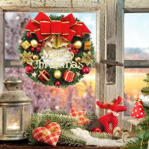 30cm Christmas Wreath Christmas Berry Bowknot Bell Decorations Artificial Flowers Wreath Door Hanging Window Props Background Christmas Tree Accessories