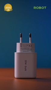 Robot RT-GC02 Smart Phone Charger GaN Fast Charging 30W Kepala Charger USB Type C Fast Charging
