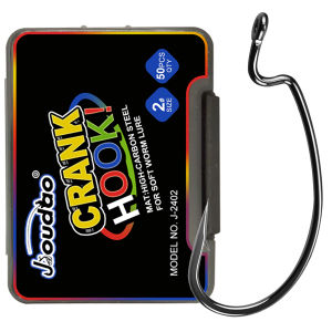 Offset Crank Hook Wide Gap Worm Fishing Hooks Black High Carbon Steel Crank Barbed Hook for Soft Fishing Lure 5/0-10#