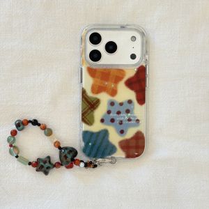 Ginno Tiger New Plaid Polka Dot Star Phone Case Suitable for Apple 17Promax with Hand Rope Full Edge Protection against Drops for iPhone 16Pro